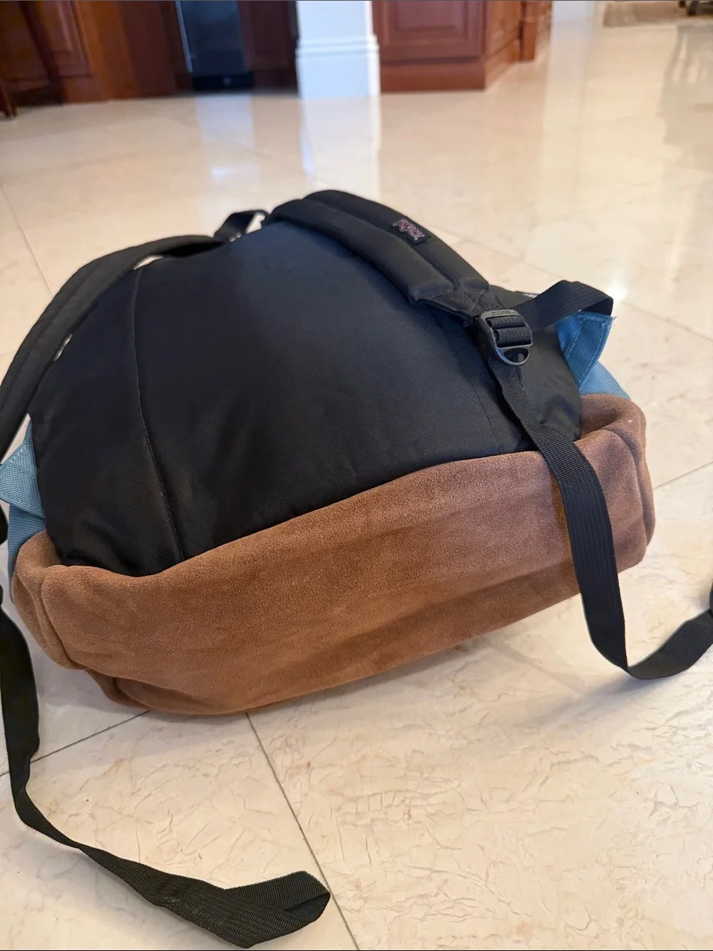 Jansport Teal Blue Canvas Backpack with Suede Base